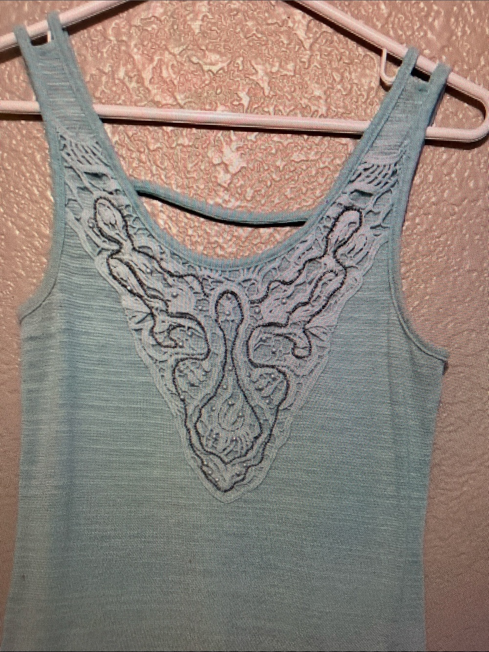 Maurices Light Blue Lace-Trim Tank Top